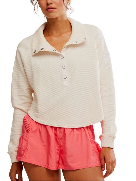 Free People Tops - Free People Movement White Henley Style Long Sleeve Oversized Tee
Sz Small